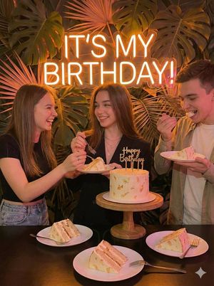 Birthday Poster Collage with Neon Text